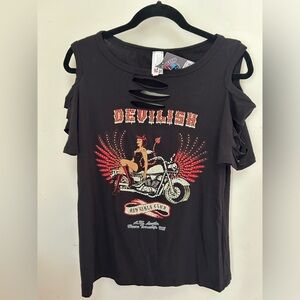 NWT Devilish Women’s Top Biker Short Sleeve XL